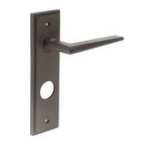 High quality image of Burlington - Mayfair Door Handle Din Bathroom Backplate Dark Bronze Sku. BUR10KIT91