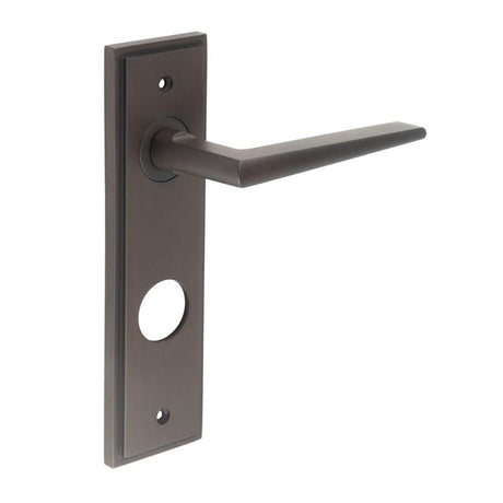 High quality image of Burlington - Mayfair Door Handle Din Bathroom Backplate Dark Bronze Sku. BUR10KIT91