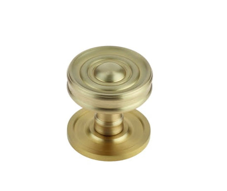 This is an image showing the Burlington - Bloomury cupboard knob - Satin Brass available to order from Trade Door Handles in Kendal