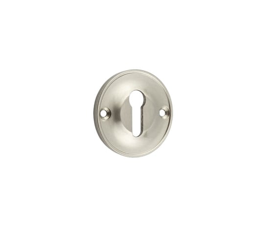 This is an image showing the Burlington - 40mm SN Std keyway escutcheon available to order from Trade Door Handles in Kendal