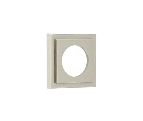 This is an image showing the Burlington - 52x52mm SN stepped square outer rose for levers and t&r available to order from Trade Door Handles in Kendal