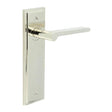 This is an image showing the Frelan - Fitzrovia Door Handle Latch Backplate Polished Nickel available to order from Trade Door Handles in Kendal