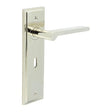 High quality image of Burlington - Fitzrovia Door Handle Lock Backplate Polished Nickel Sku. BUR15KIT165