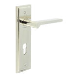 High quality image of Burlington - Fitzrovia Door Handle Din Euro Backplate Polished Nickel Sku. BUR15KIT168