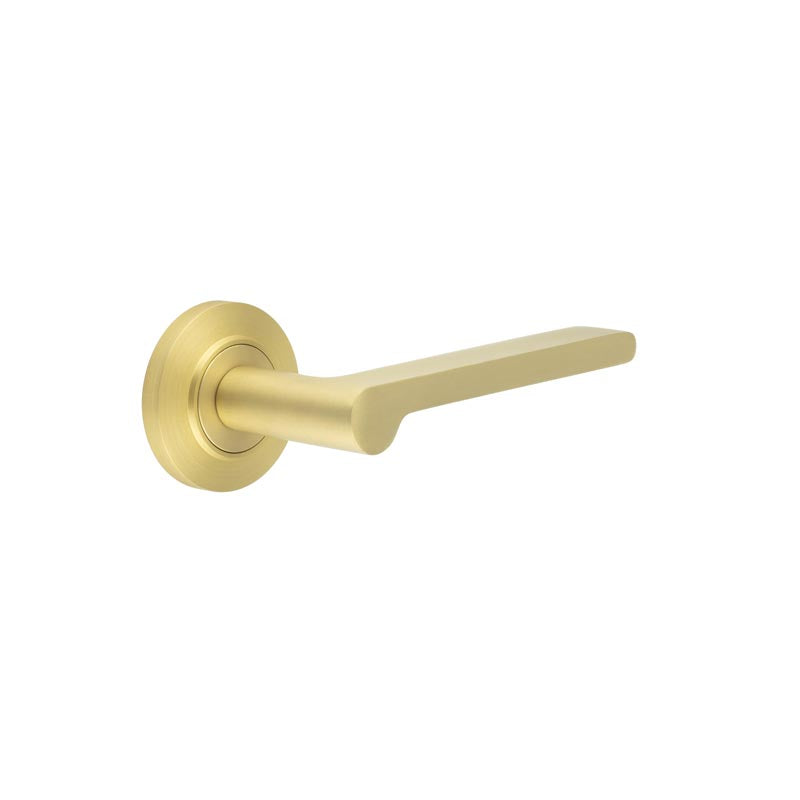 High quality image of Burlington - Fitzrovia Door Handles Chamfered Rose Satin Brass Sku. BUR15KIT236