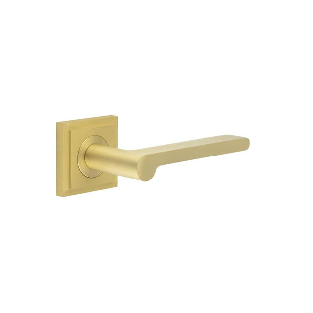 High quality image of Burlington - Fitzrovia Door Handles Square Stepped Rose Satin Brass Sku. BUR15KIT241