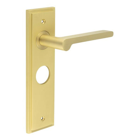 High quality image of Burlington - Fitzrovia Door Handle Bathroom Backplate Satin Brass Sku. BUR15KIT244