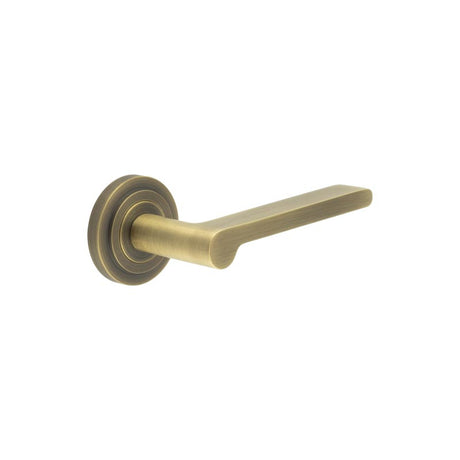 High quality image of Burlington - Fitzrovia Door Handles Stepped Rose Antique Brass Sku. BUR15KIT3