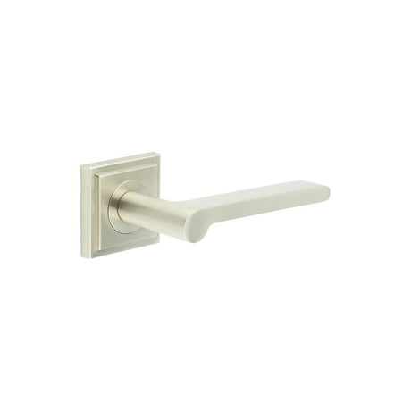 High quality image of Burlington - Fitzrovia Door Handles Square Stepped Rose Satin Nickel Sku. BUR15KIT319
