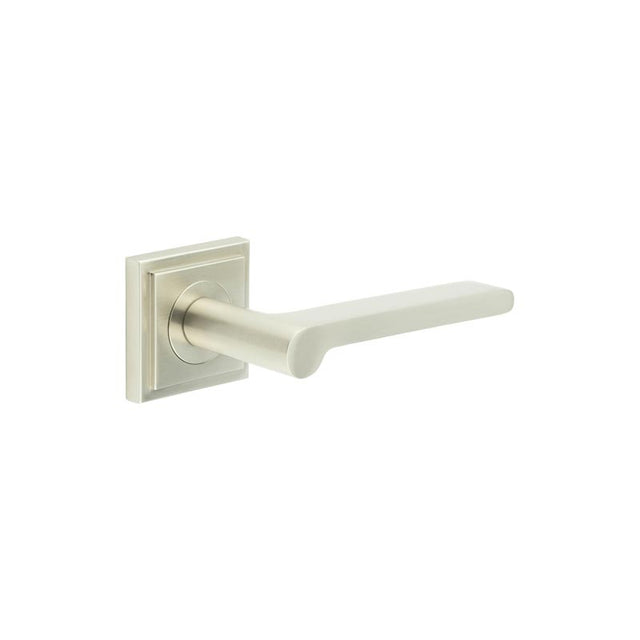 High quality image of Burlington - Fitzrovia Door Handles Square Stepped Rose Satin Nickel Sku. BUR15KIT319