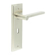 High quality image of Burlington - Fitzrovia Door Handle Lock Backplate Satin Nickel Sku. BUR15KIT321