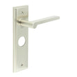 High quality image of Burlington - Fitzrovia Door Handle Bathroom Backplate Satin Nickel Sku. BUR15KIT322