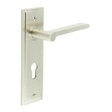High quality image of Burlington - Fitzrovia Door Handle Din Euro Backplate Satin Nickel Sku. BUR15KIT324