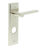 High quality image of Burlington - Fitzrovia Door Handle Din Bathroom Backplate Satin Nickel Sku. BUR15KIT325
