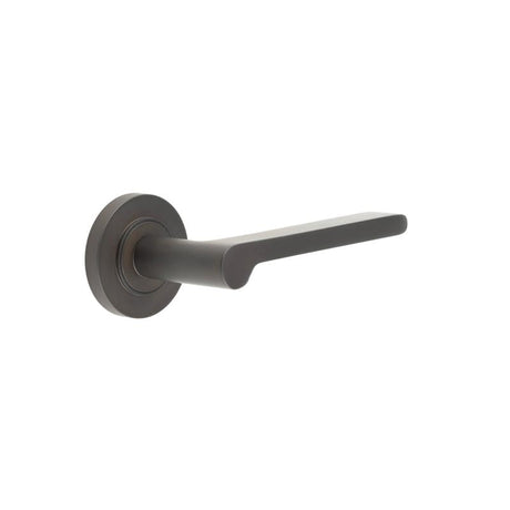 This is an image showing the Frelan - Fitzrovia Door Handles Plain Rose Dark Bronze available to order from Trade Door Handles in Kendal