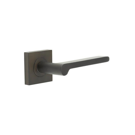 This is an image showing the Frelan - Fitzrovia Door Handles Square Plain Rose Dark Bronze available to order from Trade Door Handles in Kendal