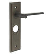 High quality image of Burlington - Fitzrovia Door Handle Bathroom Backplate Dark Bronze Sku. BUR15KIT88