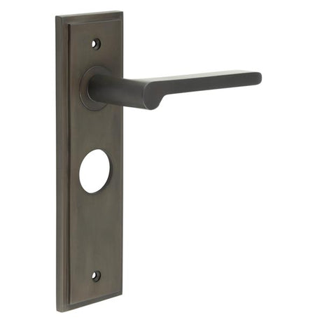 High quality image of Burlington - Fitzrovia Door Handle Bathroom Backplate Dark Bronze Sku. BUR15KIT88
