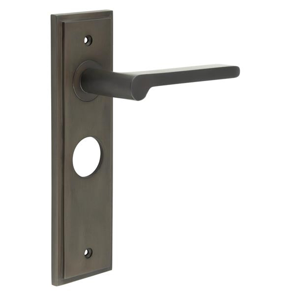 High quality image of Burlington - Fitzrovia Door Handle Bathroom Backplate Dark Bronze Sku. BUR15KIT88