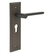 High quality image of Burlington - Fitzrovia Door Handle Euro Backplate Dark Bronze Sku. BUR15KIT89