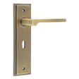 High quality image of Burlington - Fitzrovia Door Handle Lock Backplate Antique Brass Sku. BUR15KIT9