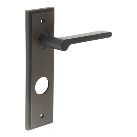 High quality image of Burlington - Fitzrovia Door Handle Din Bathroom Backplate Dark Bronze Sku. BUR15KIT91