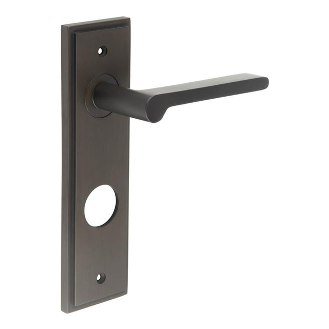High quality image of Burlington - Fitzrovia Door Handle Din Bathroom Backplate Dark Bronze Sku. BUR15KIT91