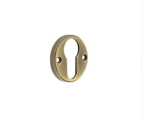 High quality image of Burlington - Westbourne Knurled Euro Profile Escutcheon Antique Brass Sku. BUR181AB