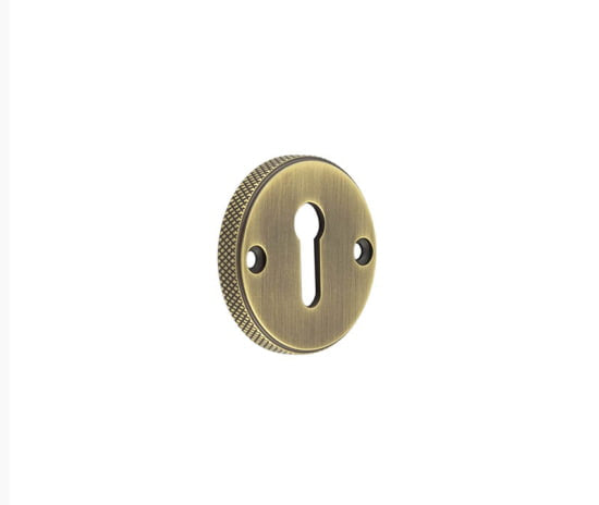 High quality image of Burlington - Westbourne Knurled Standard Keyway Escutcheon Antique Brass Sku. BUR182AB