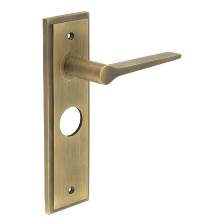 High quality image of Burlington - Knightbridge Door Handle Bathroom Backplate Antique Brass Sku. BUR20KIT10