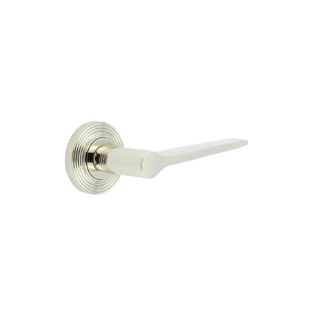 High quality image of Burlington - Knightsbridge Door Handle on Reeded Rose Polished Nickel Sku. BUR20KIT160