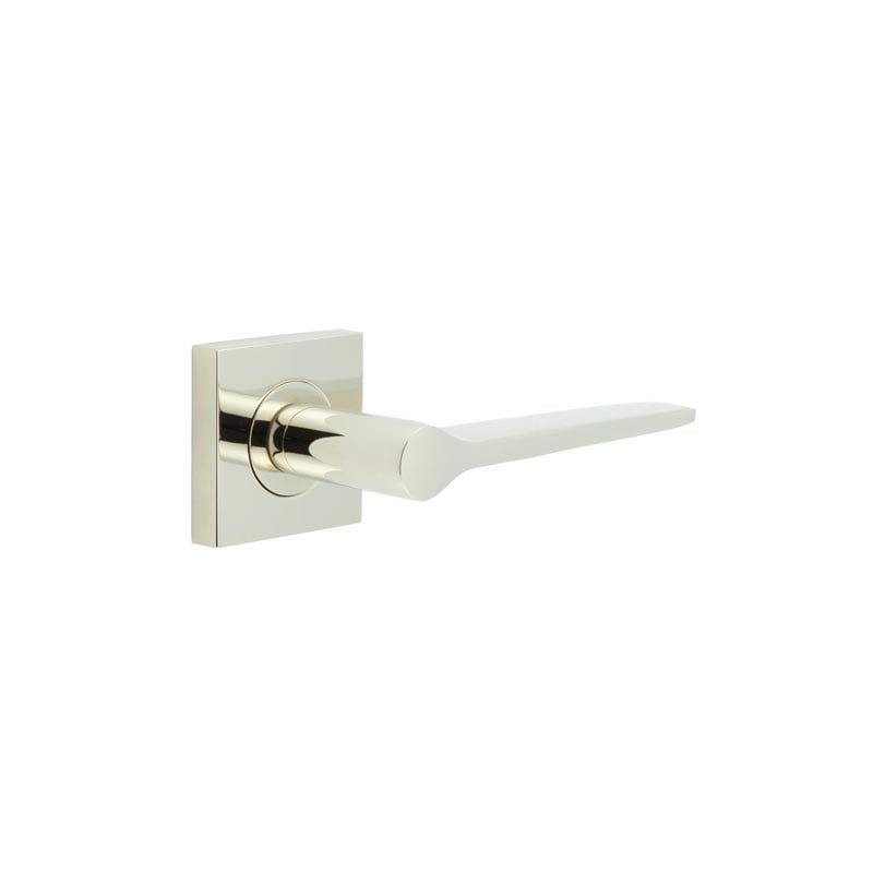 This is an image showing the Frelan - Knightsbridge Door Handle on Square Plain Rose Polished Nickel available to order from Trade Door Handles in Kendal