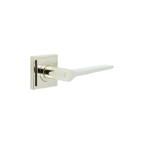 High quality image of Burlington - Knightsbridge Door Handle on Square Stepped Rose Polished Nickel Sku. BUR20KIT163