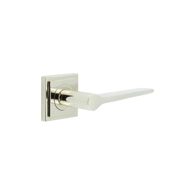 High quality image of Burlington - Knightsbridge Door Handle on Square Stepped Rose Polished Nickel Sku. BUR20KIT163