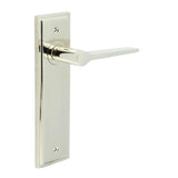 High quality image of Burlington - Knightbridge Door Handle Latch Backplate Polished Nickel Sku. BUR20KIT164