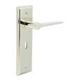 High quality image of Burlington - Knightbridge Door Handle Lock Backplate Polished Nickel Sku. BUR20KIT165