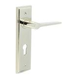 High quality image of Burlington - Knightbridge Door Handle Din Euro Backplate Polished Nickel Sku. BUR20KIT168