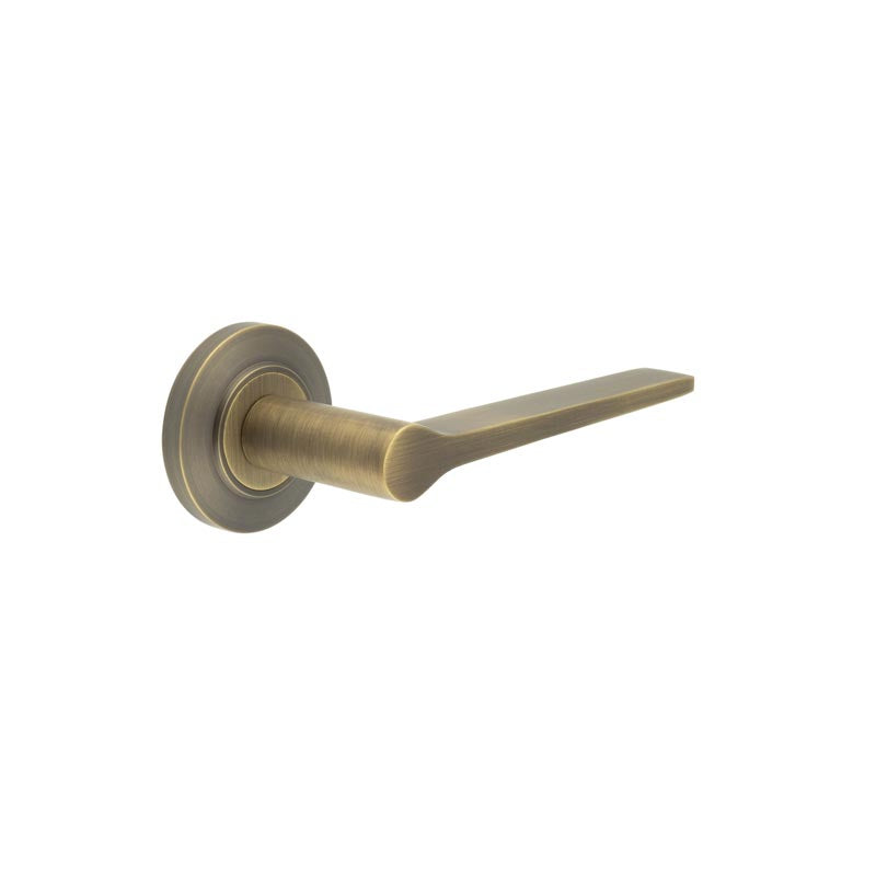 High quality image of Burlington - Knightsbridge Door Handle on Chamfered Rose Antique Brass Sku. BUR20KIT2