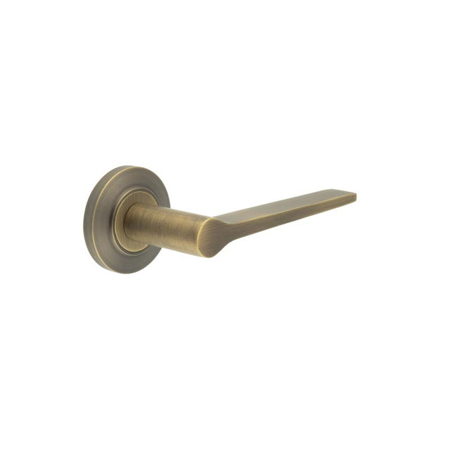 High quality image of Burlington - Knightsbridge Door Handle on Chamfered Rose Antique Brass Sku. BUR20KIT2