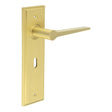 High quality image of Burlington - Knightbridge Door Handle Lock Backplate Satin Brass Sku. BUR20KIT243