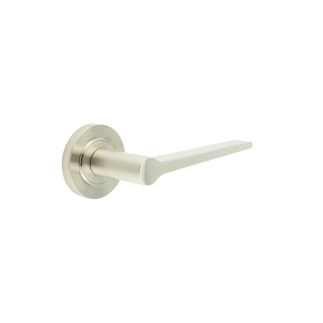 High quality image of Burlington - Knightsbridge Door Handle on Chamfered Rose Satin Nickel Sku. BUR20KIT314