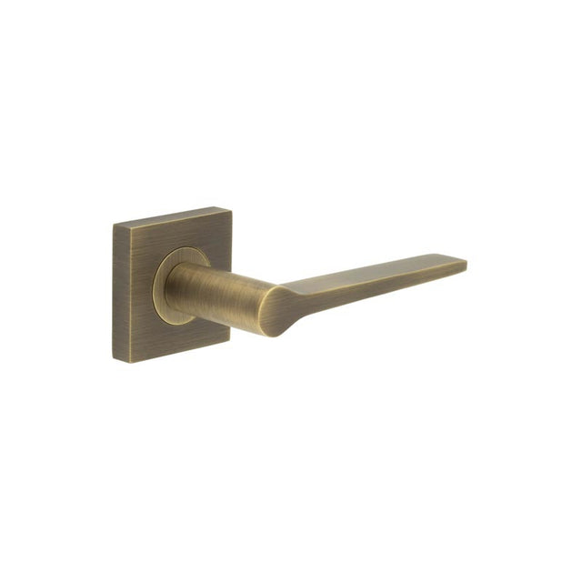 High quality image of Burlington - Knightsbridge Door Handle on Square Plain Rose Antique Brass Sku. BUR20KIT6