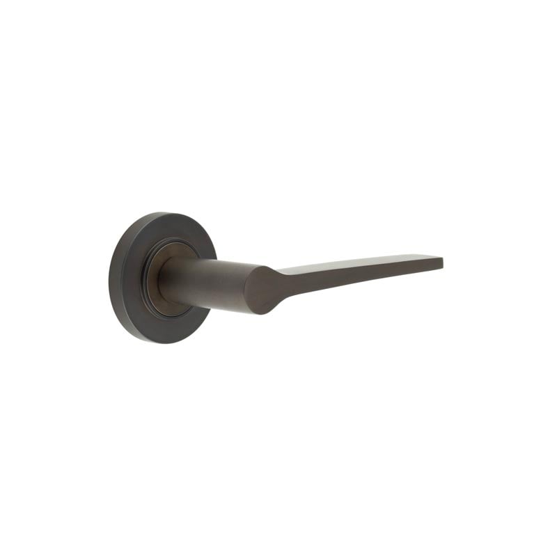 This is an image showing the Frelan - Knightsbridge Door Handle on Plain Rose Dark Bronze available to order from Trade Door Handles in Kendal