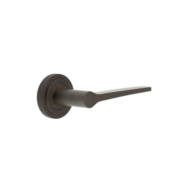 This is an image showing the Frelan - Knightsbridge Door Handle on Stepped Rose Dark Bronze available to order from Trade Door Handles in Kendal