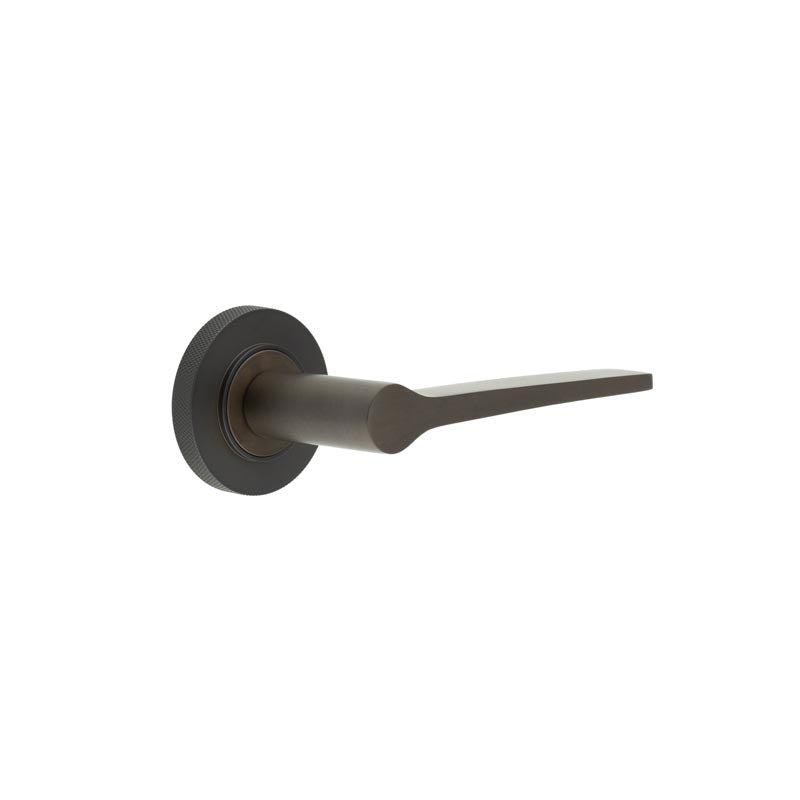 High quality image of Burlington - Knightsbridge Door Handle on Knurled Rose Dark Bronze Sku. BUR20KIT83