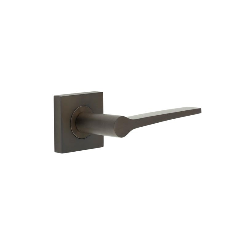 This is an image showing the Frelan - Knightsbridge Door Handle on Square Plain Rose Dark Bronze available to order from Trade Door Handles in Kendal