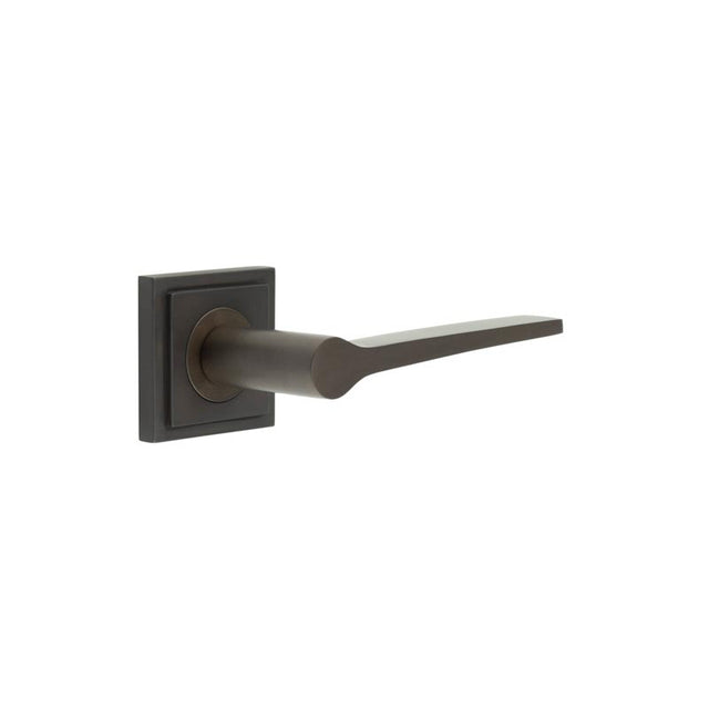 High quality image of Burlington - Knightsbridge Door Handle on Square Stepped Rose Dark Bronze Sku. BUR20KIT85