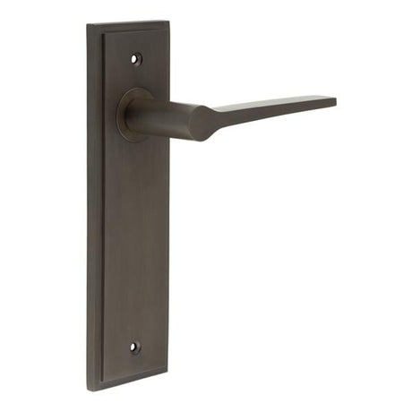High quality image of Burlington - Knightbridge Door Handle Latch Backplate Dark Bronze Sku. BUR20KIT86