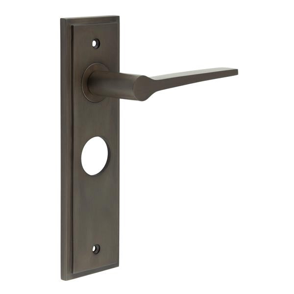 High quality image of Burlington - Knightbridge Door Handle Bathroom Backplate Dark Bronze Sku. BUR20KIT88