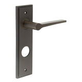 High quality image of Burlington - Knightbridge Door Handle Din Bathroom Backplate Dark Bronze Sku. BUR20KIT91
